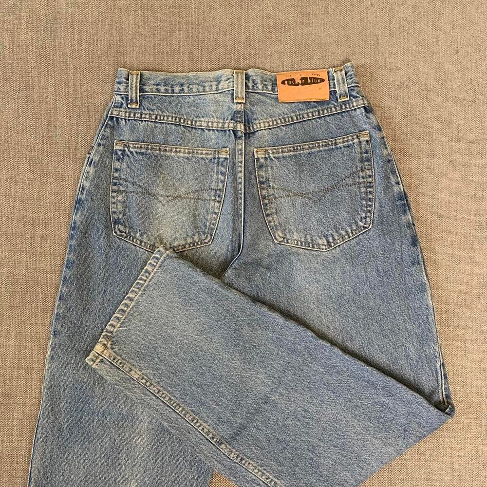 Y2K Anchor Blue Baggy Faded Denim Jeans